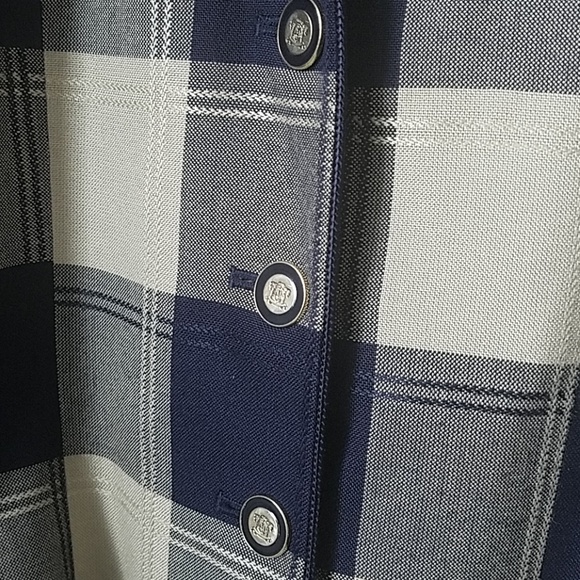 SOLD*** 1980s Navy & Tan Large Check Plaid Blazer - Picture 4 of 8